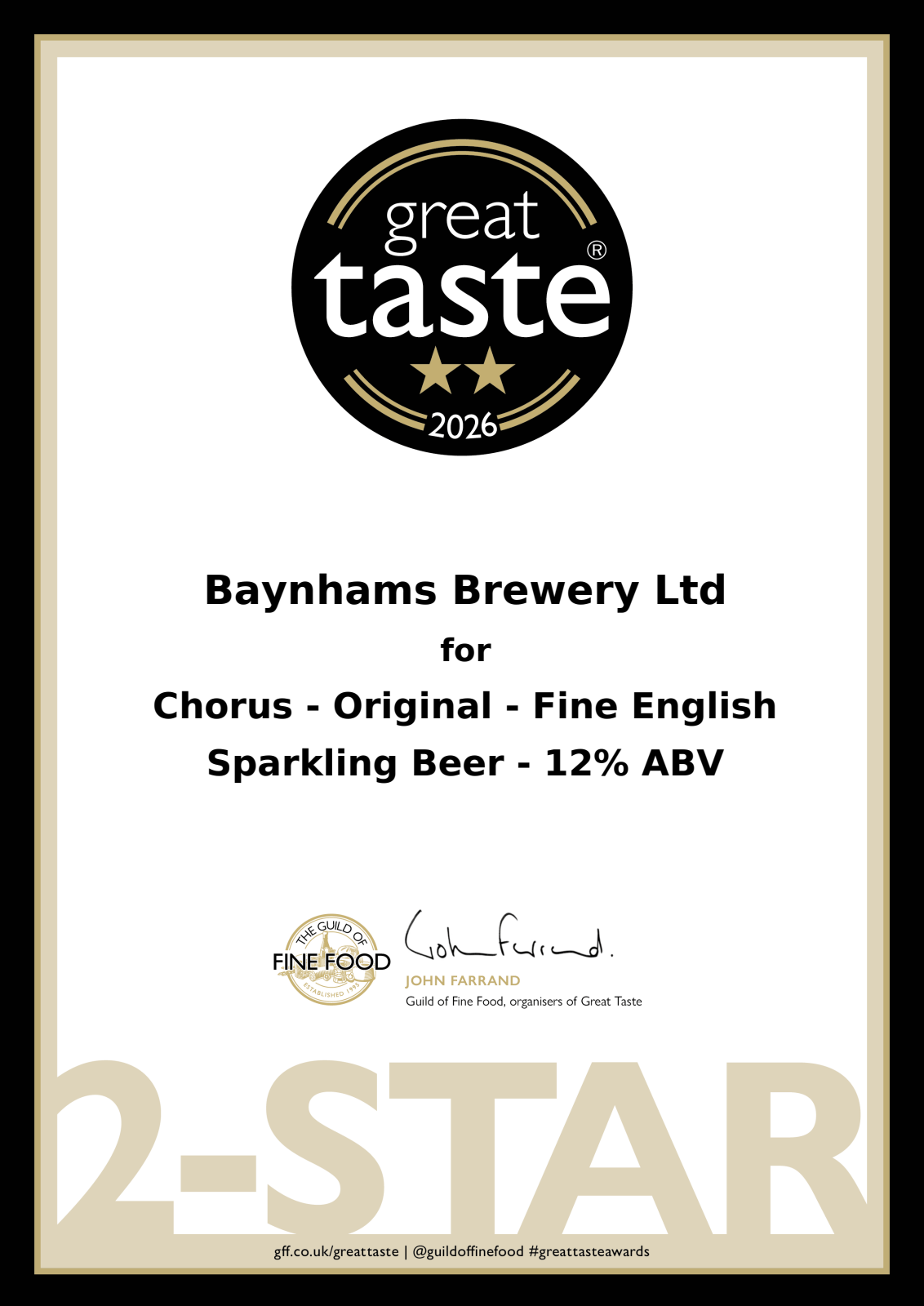 Two stars at the Great Taste Awards